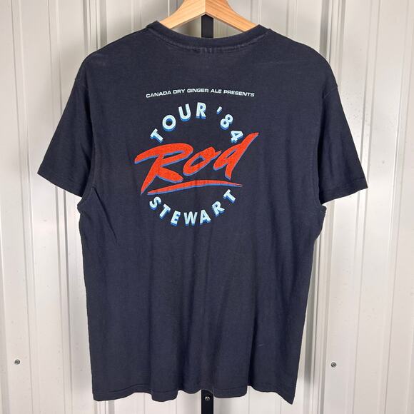 Rod Stewart 1984 Camouflage Tour Canada Dry Vintage Large Band Tee - Picture 5 of 6